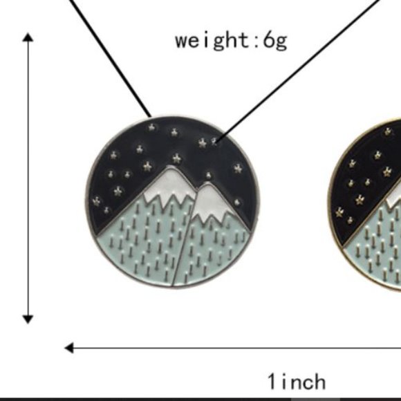 Starry Mountain Night Pin Brooch - Picture 3 of 8